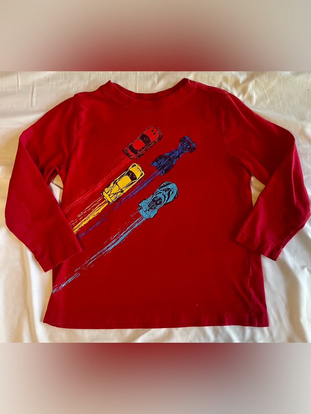 Hanna Andersson Red Kids Long-Sleeve Car Graphic Shirt